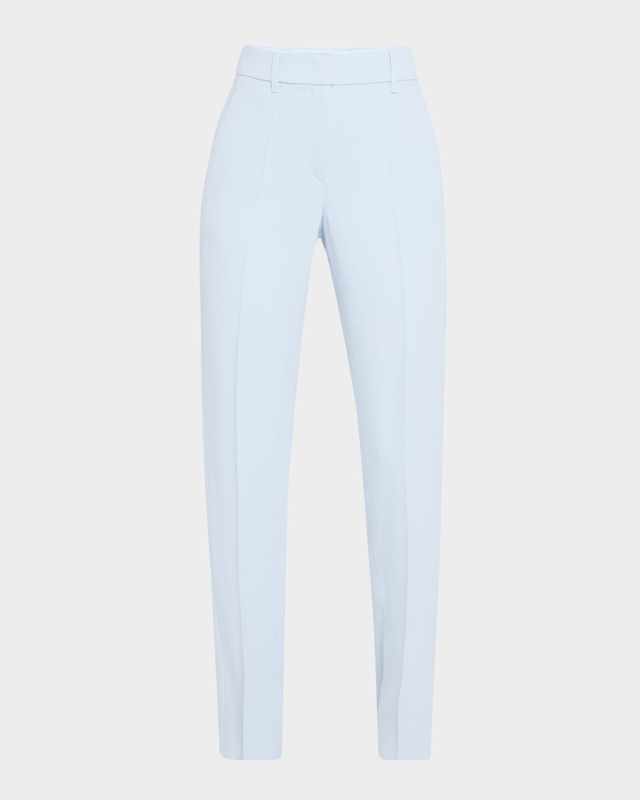 Creased Straight-Leg Cady Crepe Trousers